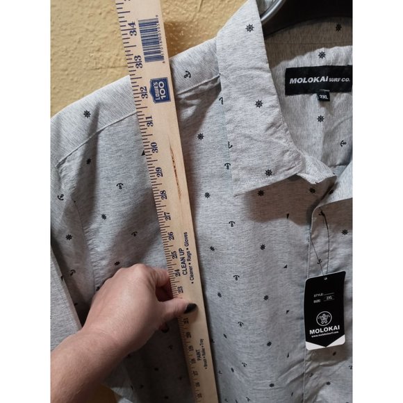 Molokai surf nwt anchor Gray button up Men's short sleeve shirt 2XL - Picture 3 of 4